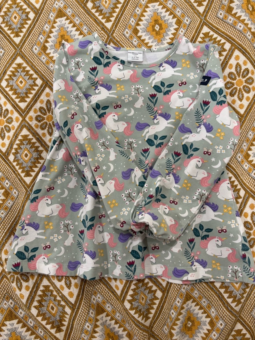 Polarn O. Pyret Unicorn Print Long Sleeve Top | Size 4-5Y (110)